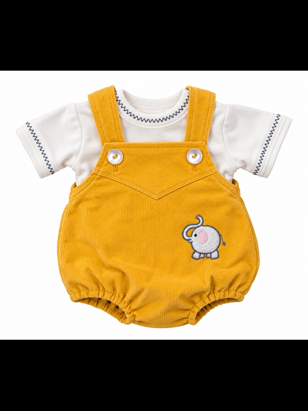 CPK Yellow Corduroy Elephant Romper and T-shirt. NOTE: Doll sold separately